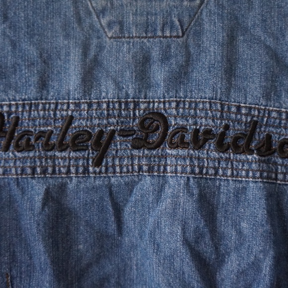Harley Davidson Women Denim Button Shirt Small - Picture 5 of 7